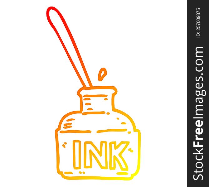 warm gradient line drawing of a cartoon ink bottle