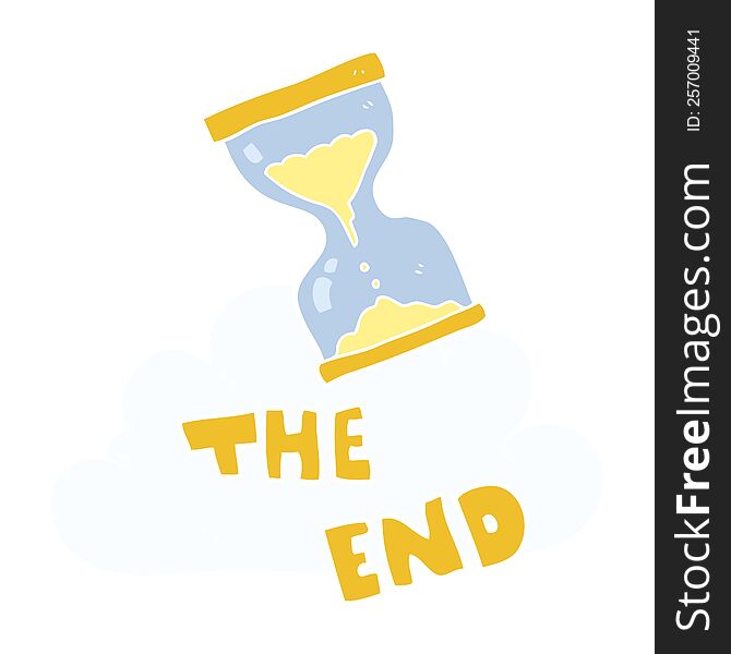 Flat Color Illustration Of A Cartoon Sand Timer Hourglass The End Symbol