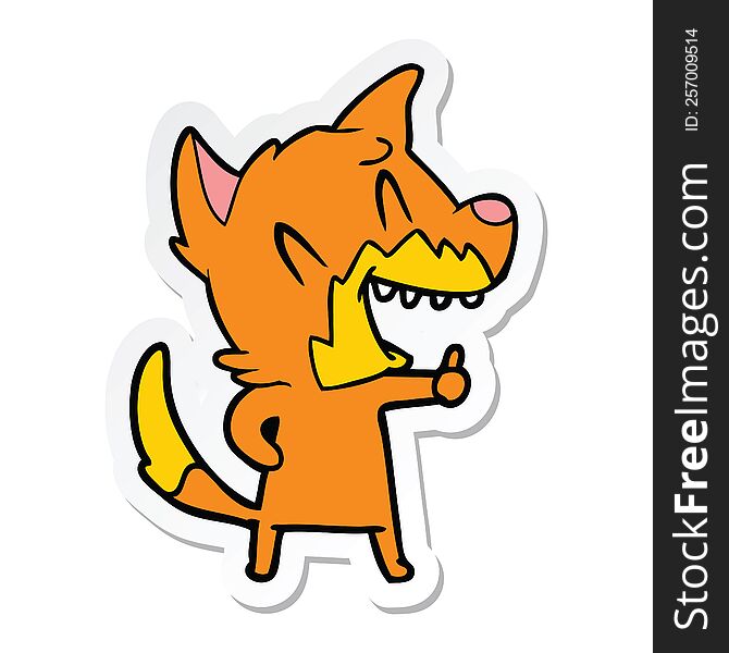 Sticker Of A Laughing Fox Cartoon