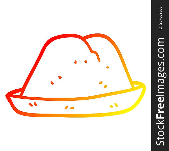 warm gradient line drawing of a cartoon hat
