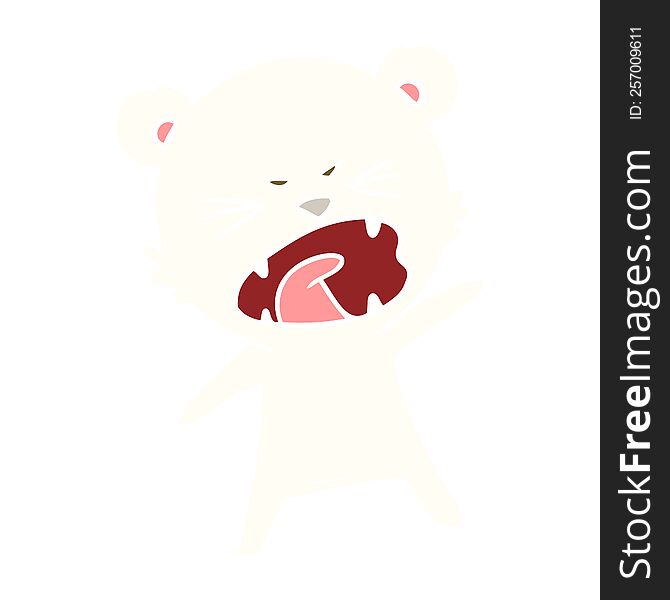 angry flat color style cartoon polar bear