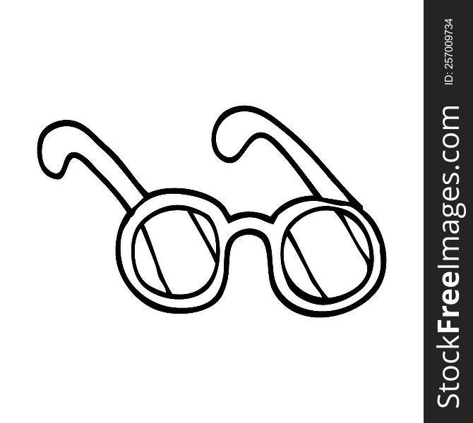 line drawing cartoon sun glasses