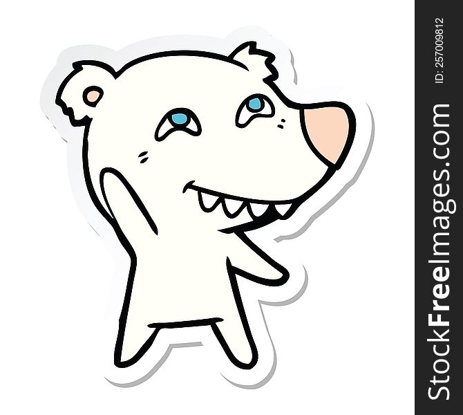 Sticker Of A Cartoon Polar Bear Waving