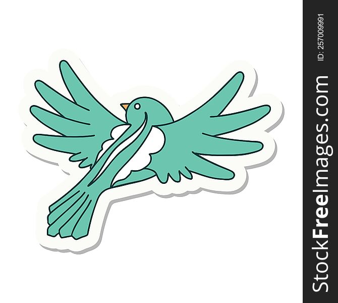 sticker of tattoo in traditional style of a flying bird. sticker of tattoo in traditional style of a flying bird