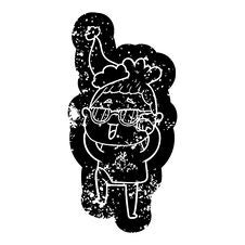Cartoon Distressed Icon Of A Happy Woman Wearing Spectacles Wearing Santa Hat Royalty Free Stock Images Cartoon Distressed Icon Of A Happy Woman Wearing Spectacles Wearing Santa Hat Royalty Free Stock Images