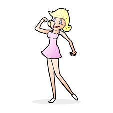 Cartoon Woman With Can Do Attitude Royalty Free Stock Images