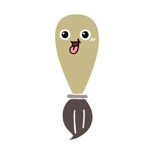 Flat Color Retro Cartoon Paint Brush Stock Photo