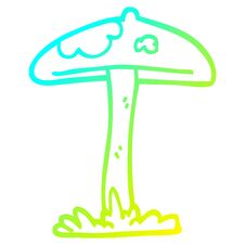 Cold Gradient Line Drawing Cartoon Mushroom Stock Photography