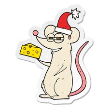 Sticker Of A Cartoon Christmas Mouse Stock Photo Sticker Of A Cartoon Christmas Mouse Stock Photo