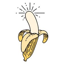 Traditional Tattoo Style Peeled Banana Stock Photo Traditional Tattoo Style Peeled Banana Stock Photo