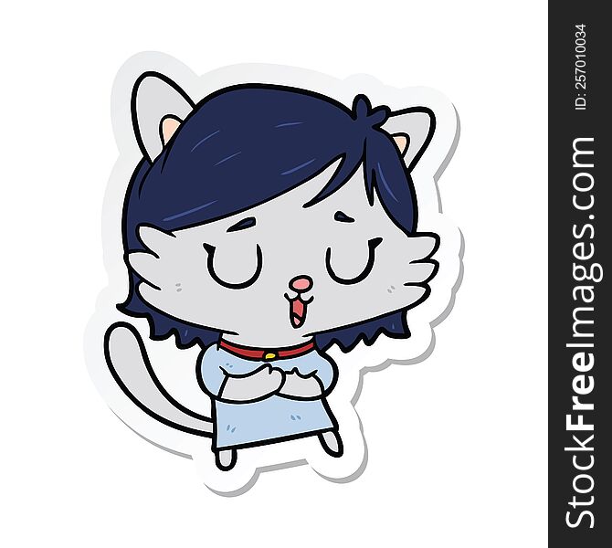 sticker of a cartoon cat girl