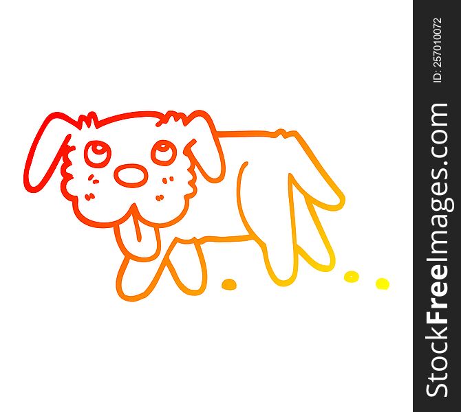 Warm Gradient Line Drawing Cartoon Happy Dog