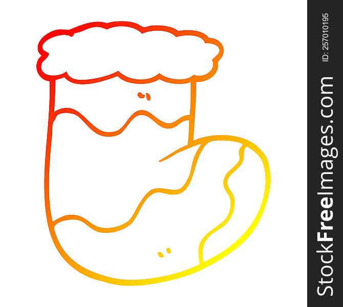 warm gradient line drawing of a cartoon christmas stockings