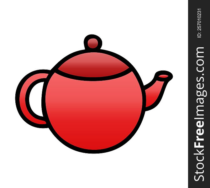 Gradient Shaded Cartoon Red Tea Pot