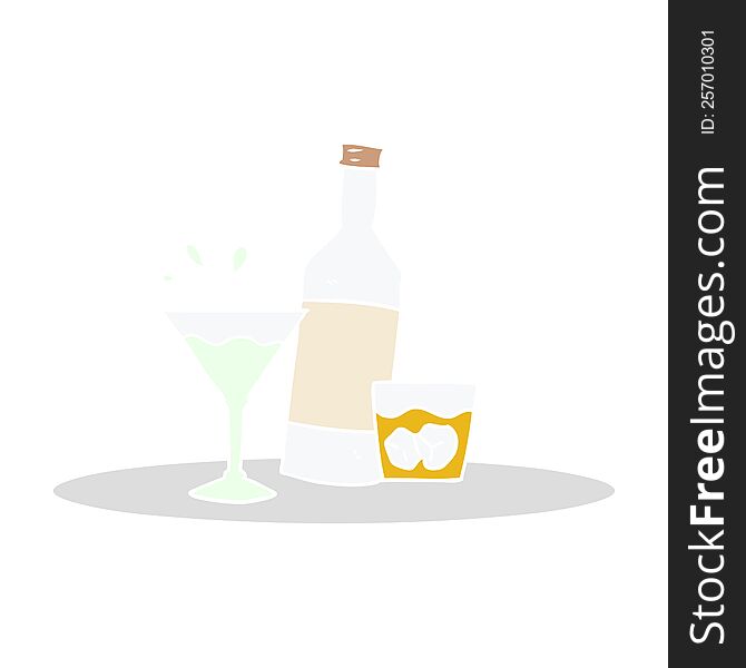 Flat Color Style Cartoon Drinks On Tray