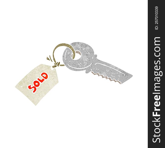 retro cartoon key with sold tag