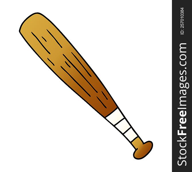 Gradient Cartoon Doodle Of A Baseball Bat