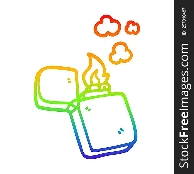 rainbow gradient line drawing of a cartoon old lighter