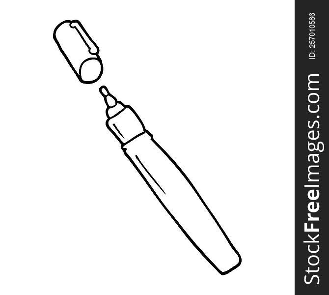line drawing cartoon of a permanent marker