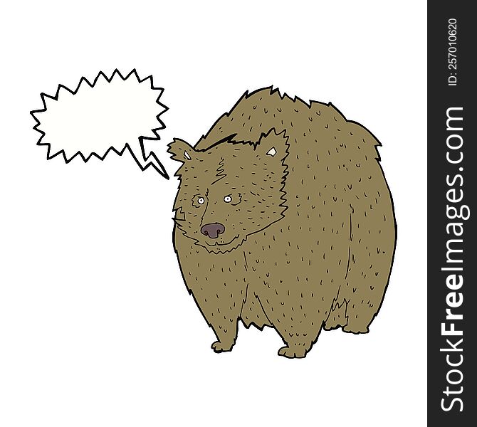 Huge Bear Cartoon With Speech Bubble