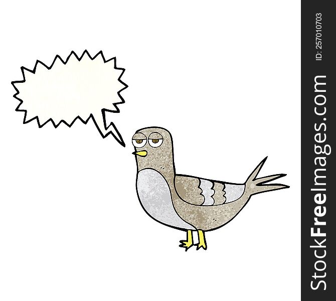 freehand speech bubble textured cartoon pigeon
