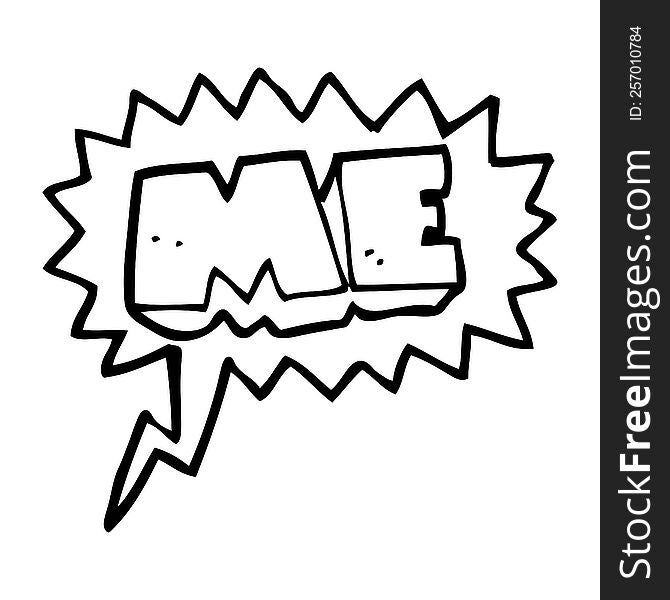 freehand drawn speech bubble cartoon ME symbol