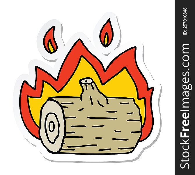 Sticker Of A Quirky Hand Drawn Cartoon Campfire