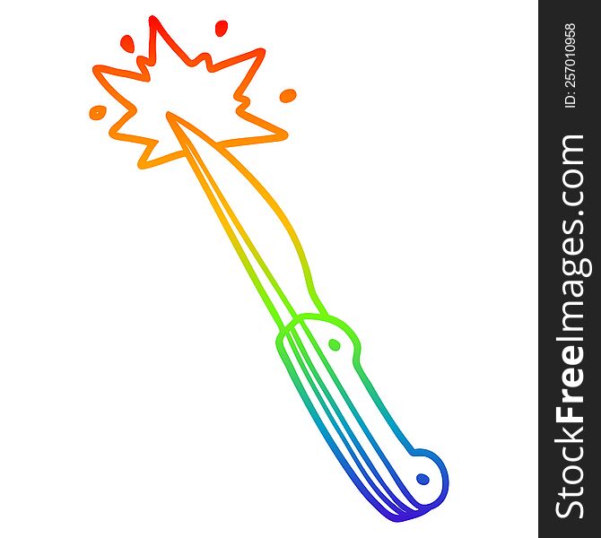 Rainbow Gradient Line Drawing Cartoon Sharp Kitchen Knife