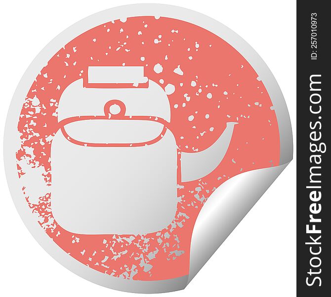 distressed circular peeling sticker symbol of a kettle pot