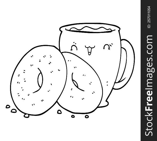 cartoon coffee and donuts