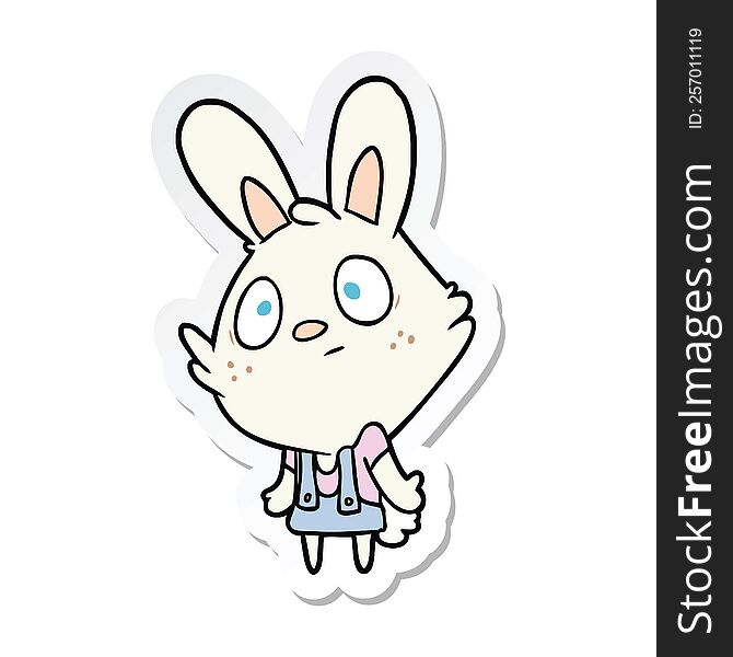 sticker of a cartoon rabbit shrugging shoulders