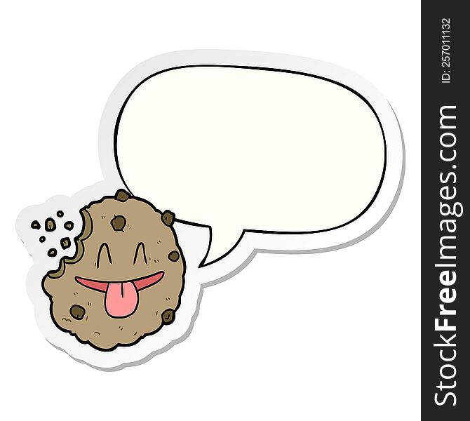 cartoon cookie with speech bubble sticker. cartoon cookie with speech bubble sticker