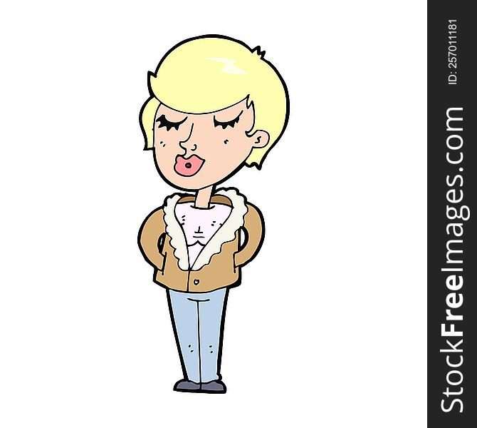 cartoon cool relaxed woman