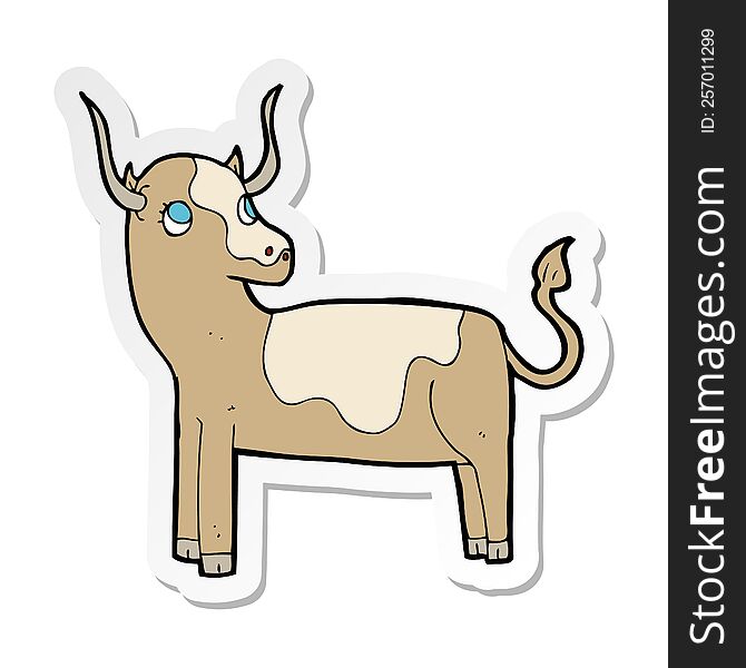 Sticker Of A Cartoon Cow