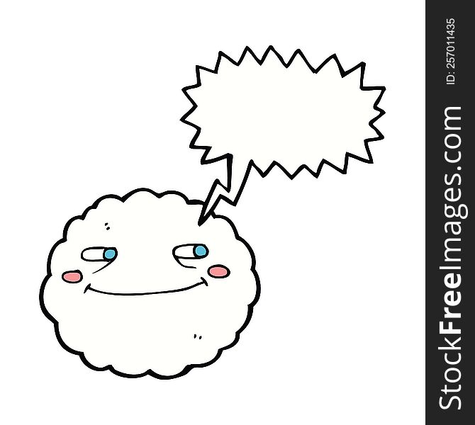 Cartoon Happy Cloud With Speech Bubble