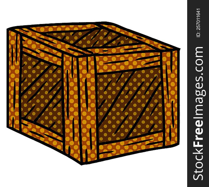 Cartoon Doodle Of A Wooden Crate