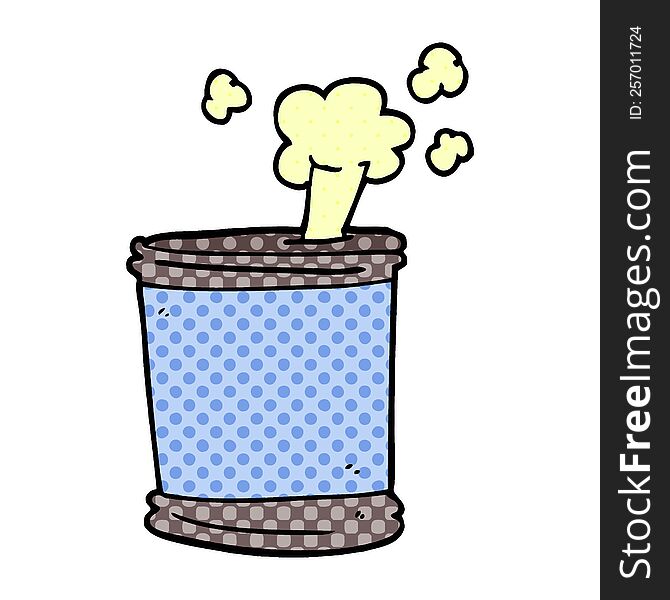 cartoon doodle bursting can of food