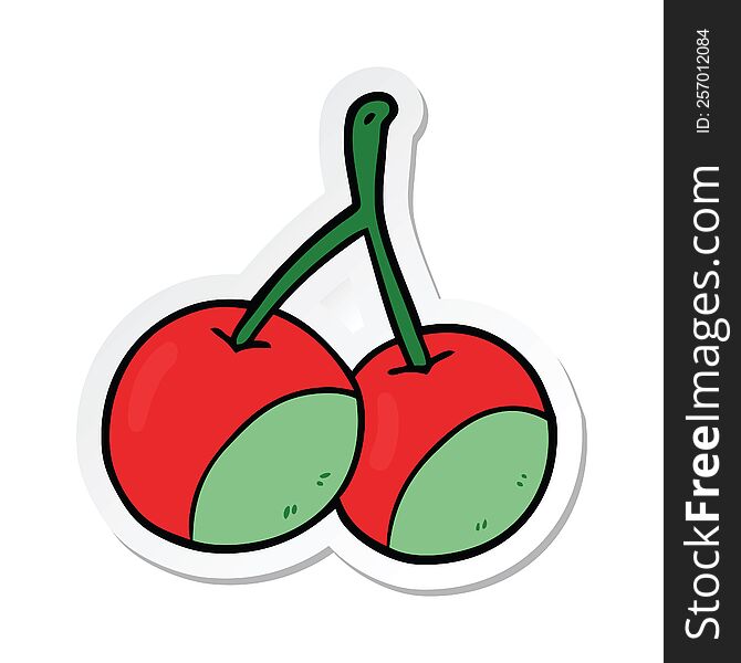 sticker of a  cartoon cherries