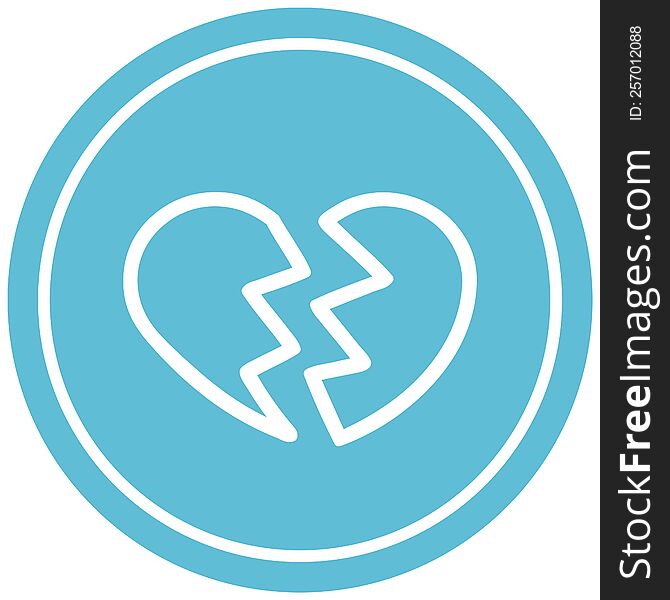 broken heart circular icon symbol