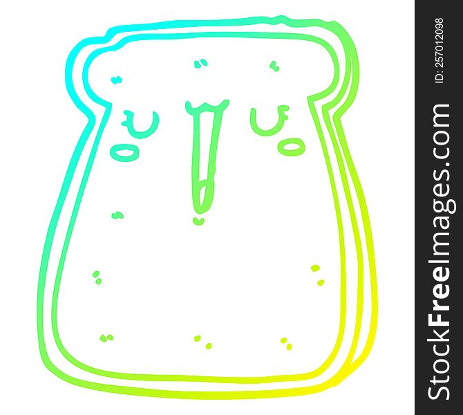 cold gradient line drawing of a cartoon toast
