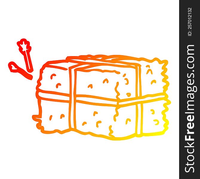 warm gradient line drawing of a cartoon bale of hay