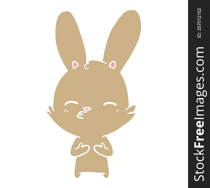 Curious Bunny Flat Color Style Cartoon