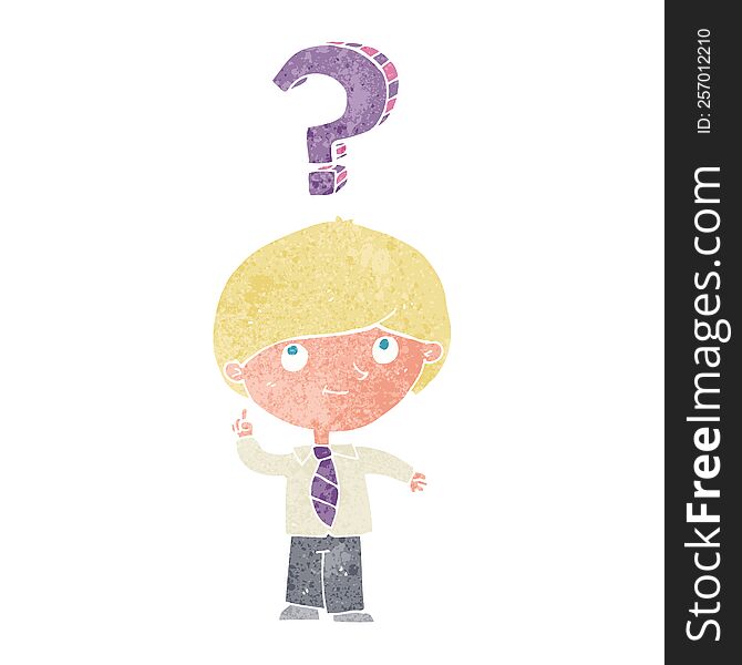 Cartoon School Boy With Question