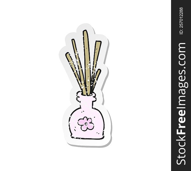 Retro Distressed Sticker Of A Cartoon Fragrance Oil Reeds