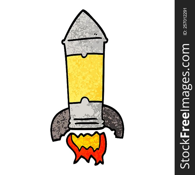 Grunge Textured Illustration Cartoon Rocket