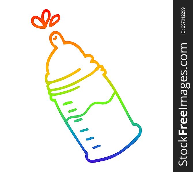 Rainbow Gradient Line Drawing Cartoon Baby Bottle