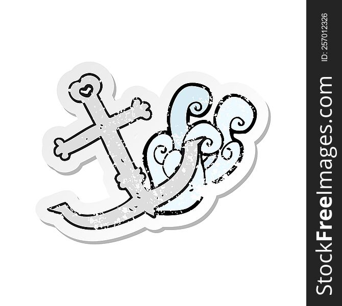 retro distressed sticker of a cartoon anchor