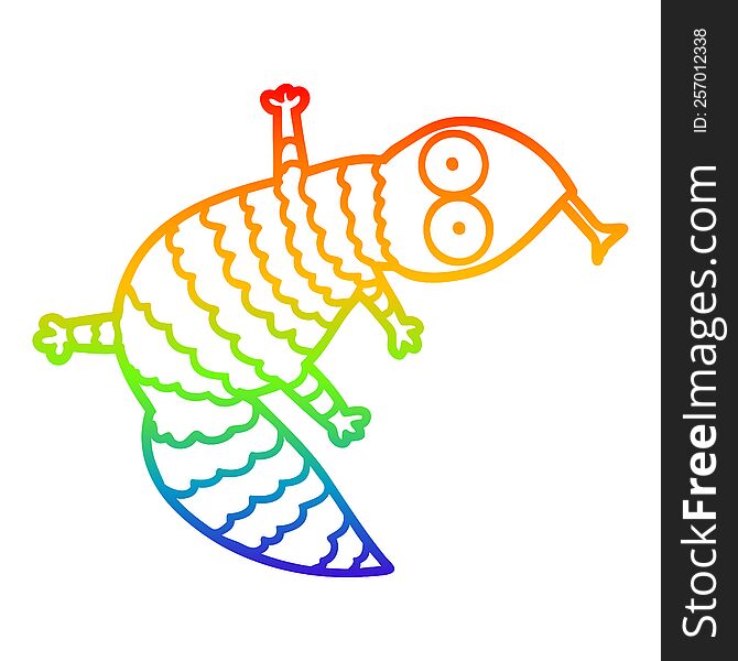 Rainbow Gradient Line Drawing Cartoon Lizard