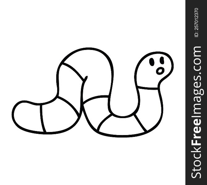 line drawing quirky cartoon worm. line drawing quirky cartoon worm