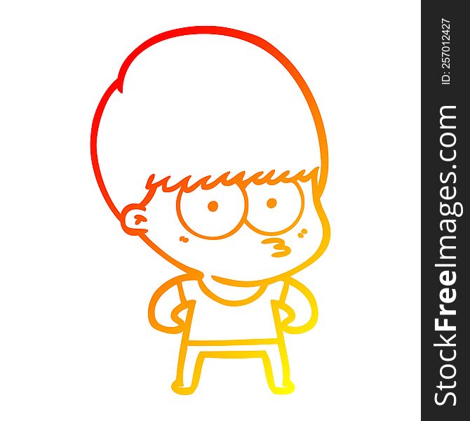 Warm Gradient Line Drawing Curious Cartoon Boy